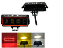 [RS-LED-13129Y-W-W]  FARO AUXILIAR LED RECTANGULAR 4 LUPAS CON LUZ FRONTAL	 (AMARILLO-BLANCO-BLANCO)			 