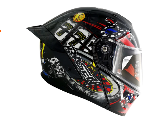 [CAS-ABA-30003M]  CASCO NEGRO ABATIBLE FIGURA PAYASO (M)