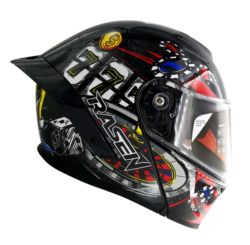 [CAS-ABA-30003L] CASCO NEGRO ABATIBLE FIGURA PAYASO (L)
