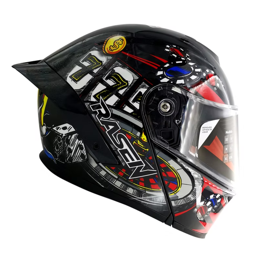 [CAS-ABA-30003XL] CASCO NEGRO ABATIBLE FIGURA PAYASO (XL)