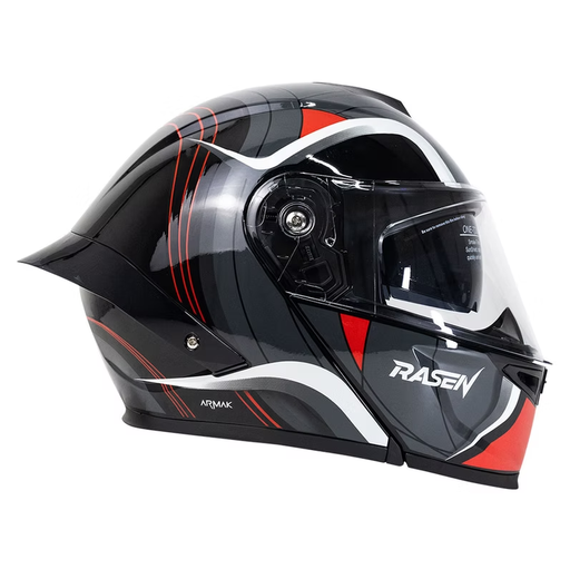 [CAS-ABA-30004M] CASCO ABATIBLE DEPORTIVO NEGRO CON FRANJAS GRIS (M)