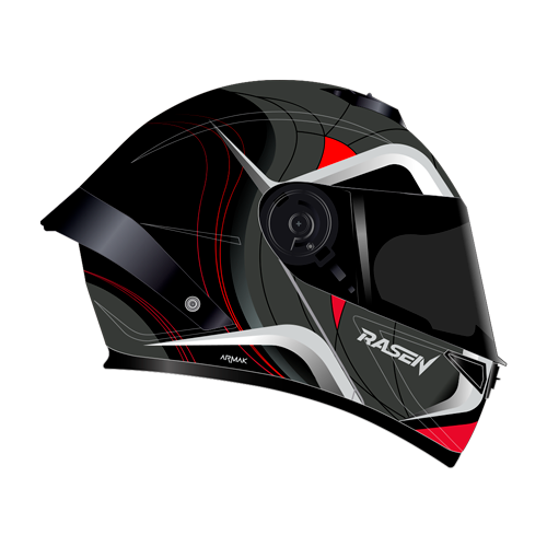 [CAS-ABA-30004M] CASCO ABATIBLE DEPORTIVO NEGRO CON FRANJAS GRIS