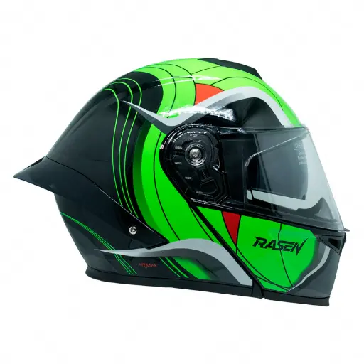 [CAS-ABA-30005M] CASCO ABATIBLE DEPORTIVO NEGRO CON VERDE FLOURECENTE (M)