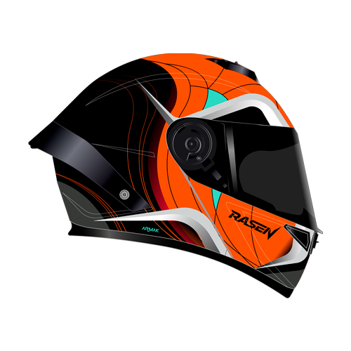 [CAS-ABA-30006M] CASCO DEPORTIVO ABATIBLE NEGRO CON NARANJA