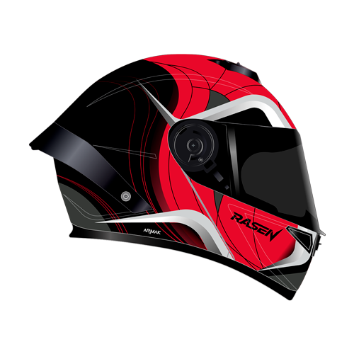 [CAS-ABA-30007M] CASCO ABATIBLE DEPORTIVO ROJO CON FRANJAS GRIS