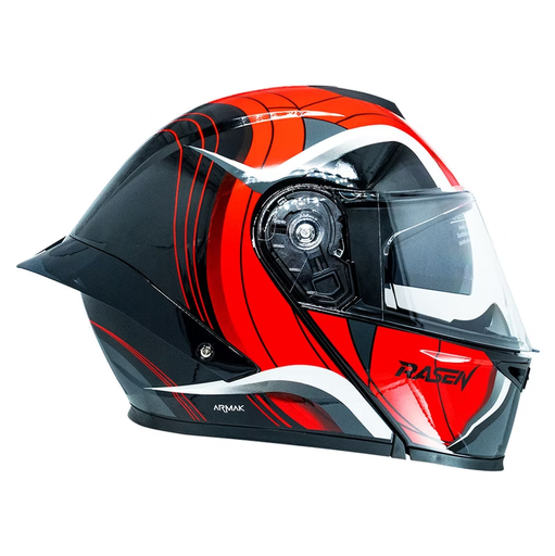 [CAS-ABA-30007L] CASCO ABATIBLE DEPORTIVO ROJO CON FRANJAS GRIS (L)