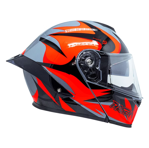 [CAS-ABA-30010M] CASCO ABATIBLE DEPORTIVO GRIS CON ROJO (M)
