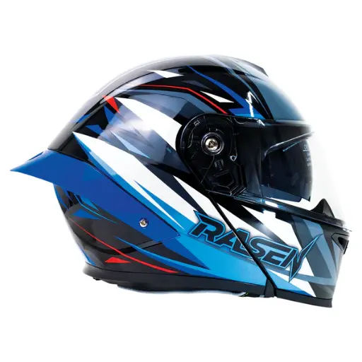 [CAS-ABA-30012L] CASCO DEPORTIVO ABATIBLE NEGRO CON FRANJAS AZULES