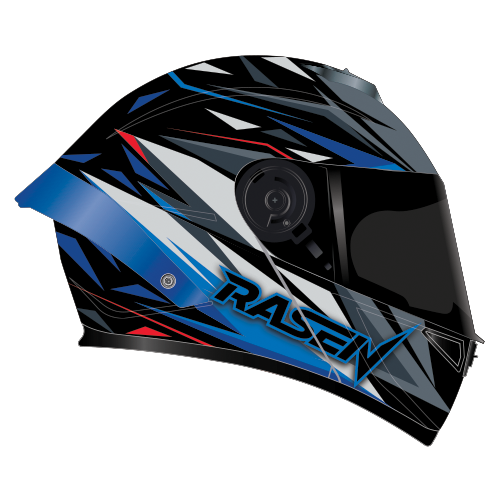 [CAS-ABA-30012L] CASCO DEPORTIVO ABATIBLE NEGRO CON FRANJAS AZULES