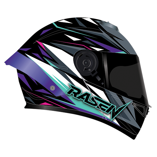 [CAS-ABA-30013L] CASCO DEPORTIVO ABATIBLE NEGRO CON FRNAJAS MORADAS