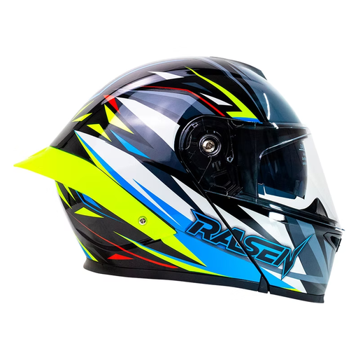 [CAS-ABA-30015M] CASCO DEPORTIVO ABATIBLE NEGRO CON FRANJAS AMARILLAS (M)