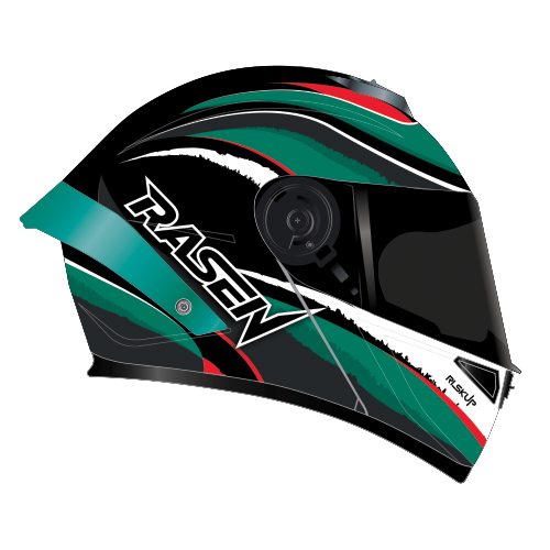[CAS-ABA-30016M] CASCO DEPORTIVO ABATIBLE VERDE CON FRANJAS NEGRAS