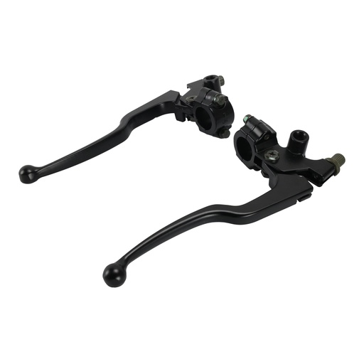 [38-0024-001] MANIJAS FRENO/EMBRAGUE NEGRA CON SOPORTE SET UNIVERSAL