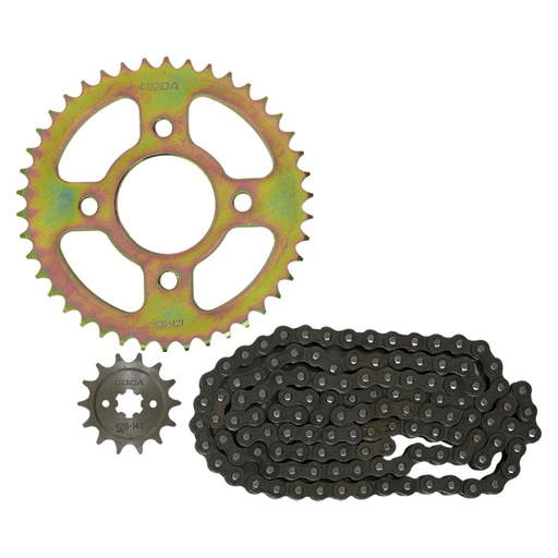 [27-4212-001] ENGRANE 42X14 CADENA 428X122L SET BAJAJ BOXER 150 (08-19) RODA